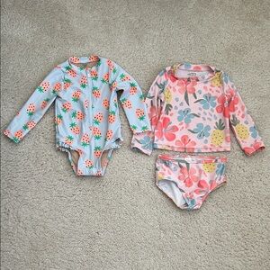 Girls Swimwear Set - Floral and Fruit Design. Size 12-18 months.